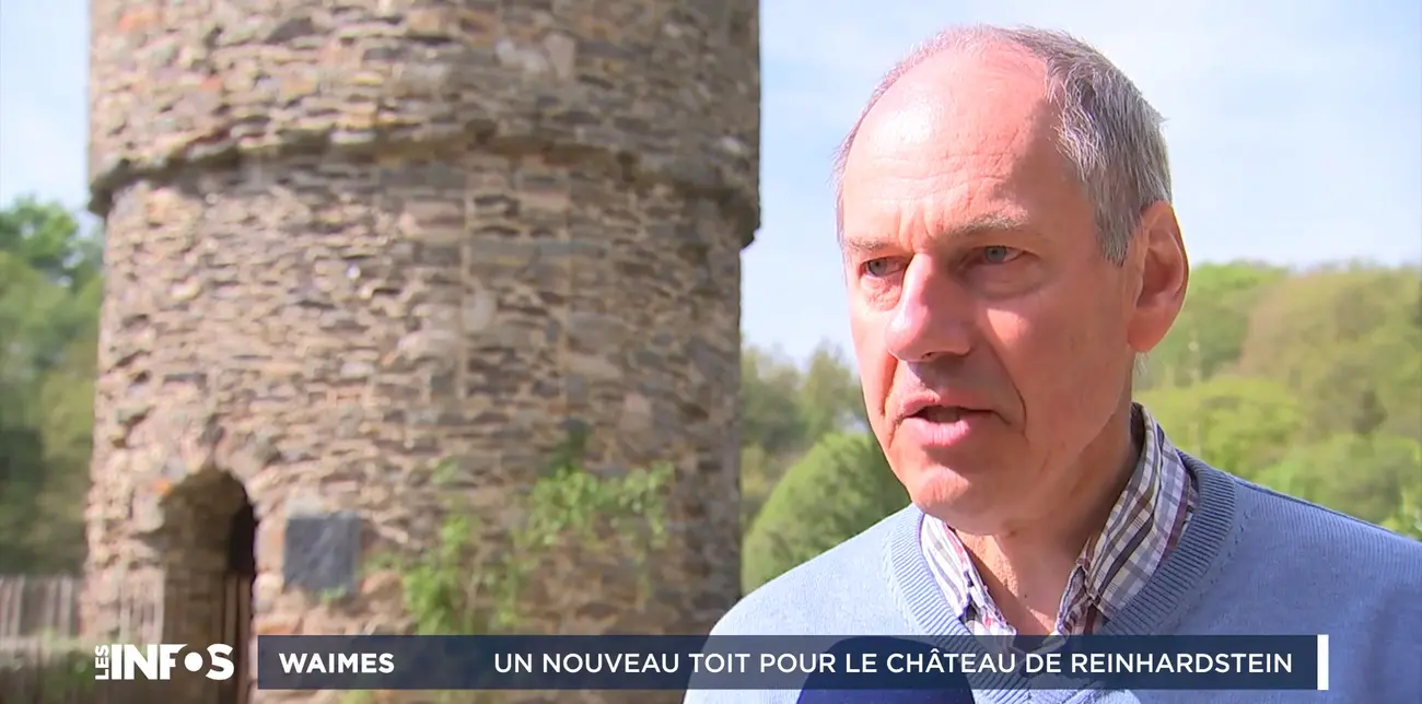 Intervention de Monsieur Emmanuel Rogman, président de l'ASBL Reinhardstein, auprès du média de proximité Vedia lors d’une interview menée par Audrey Degrange le 15 mai 2025 à propos de l’opération ardoises au château de Reinhardstein.